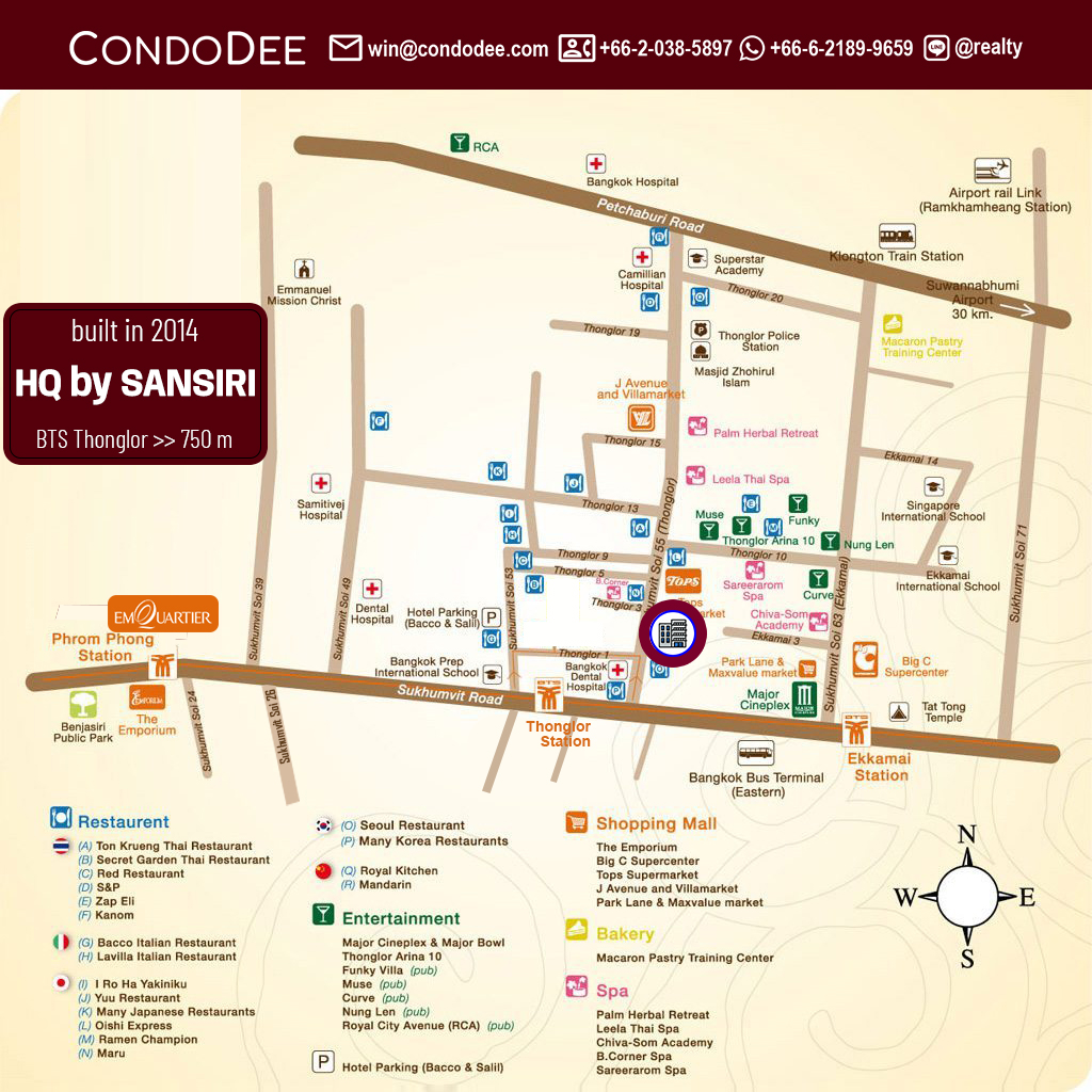 HQ by Sansiri Thonglor luxury condo for sale in Bangkok on Sukhumvit 55 was built by Sansiri PCL in 2014