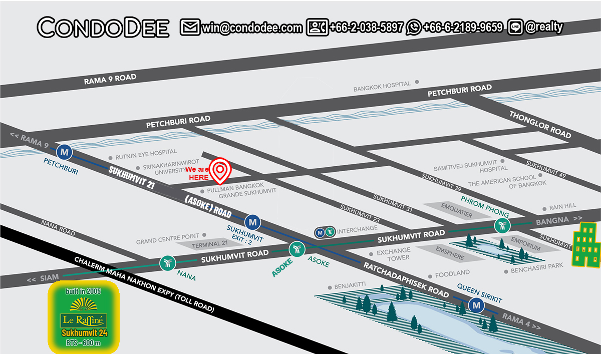 Le Raffine Sukhumvit 24 condo for sale in Bangkok was built in 2005.