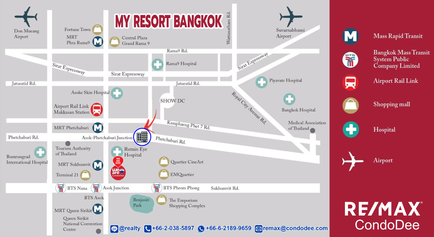 My Resort Bangkok Condominium in Asoke Near University, MRT and Airport Rail Link