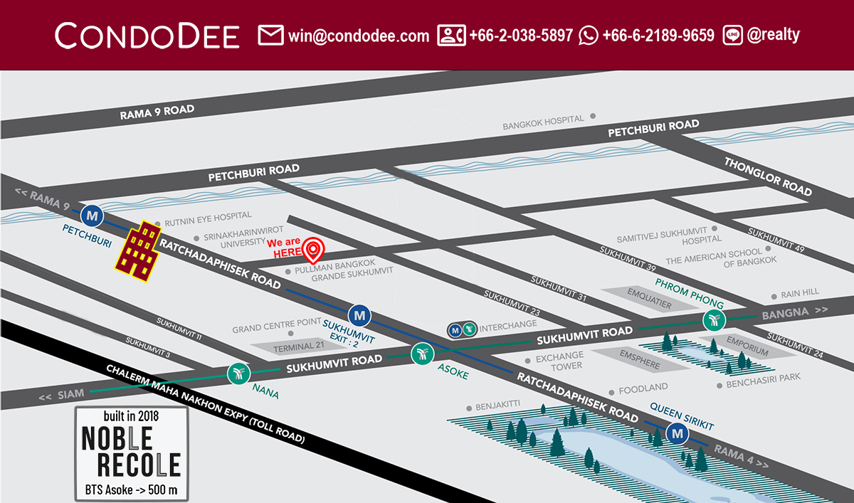 Noble Recole Sukhumvit 19 Condominium Near Asoke BTS