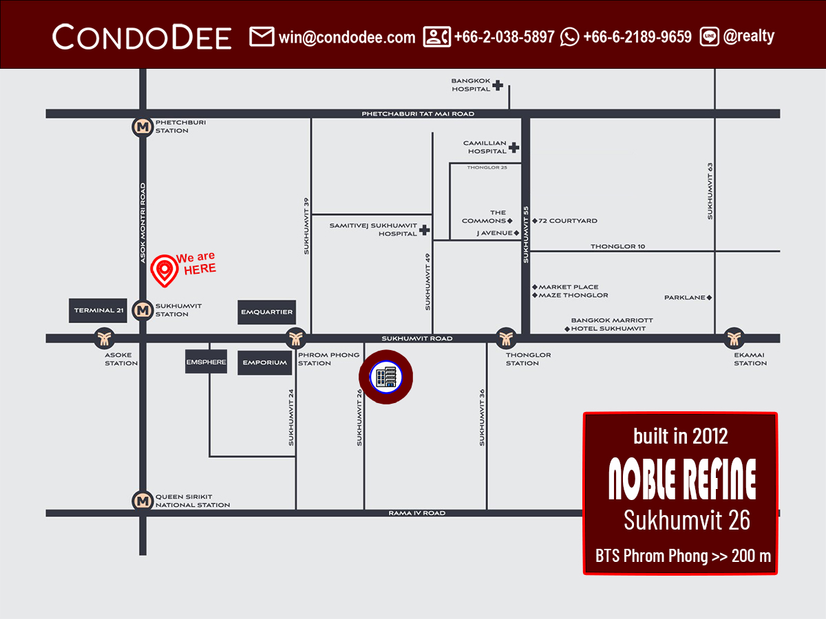 Noble Refine Bangkok Condominium Near BTS Phrom Phong in Sukhumvit 26