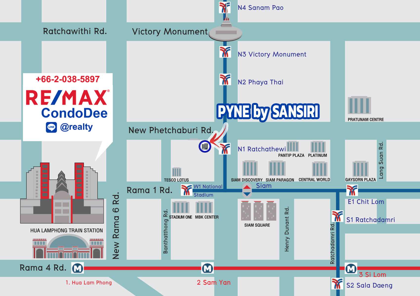 Pyne by Sansiri Condominium Near BTS Ratchathewi at Phetchaburi Road