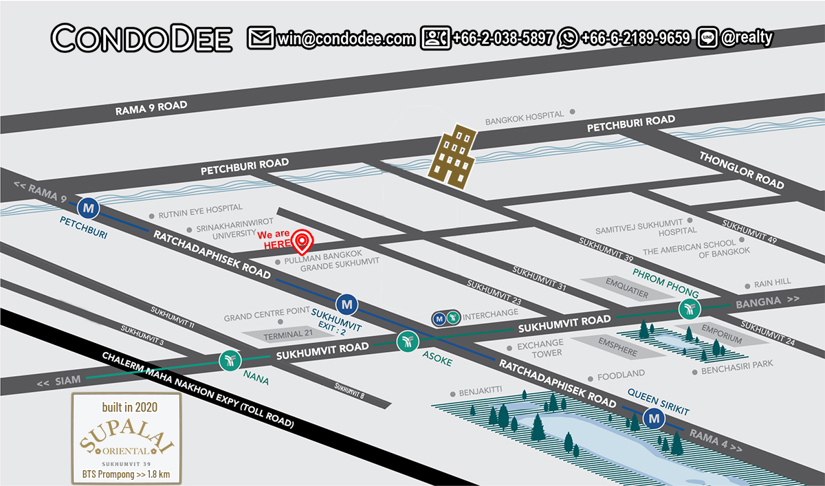 Supalai Oriental Sukhumvit 39 condo for sale in Phrom Phong in Bangkok was built by Supalai PCL in 2020.
