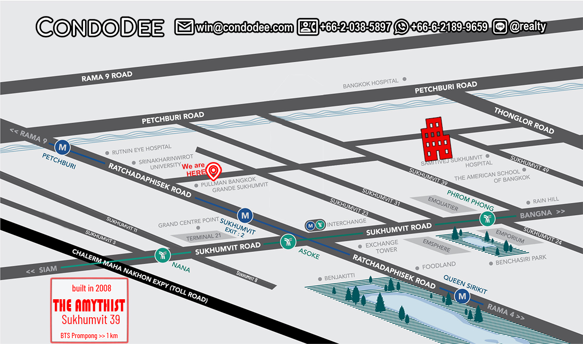 The Amethyst Sukhumvit 39 Phrom Phong condo for sale near BTS Phrom Phong was built in 2008.