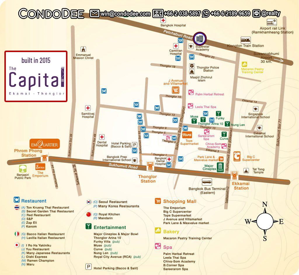 The Capital Ekamai-Thonglor condo for sale in Bangkok was built in 2015.