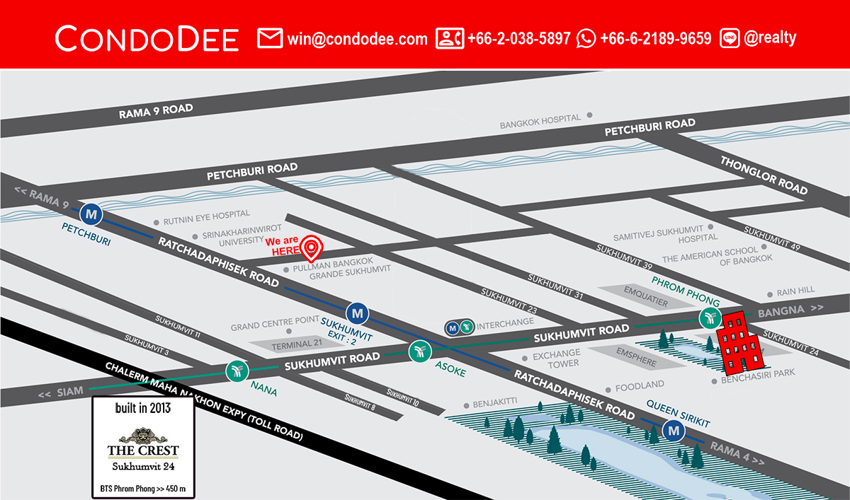 The Crest Sukhumvit 24 Condominium Near BTS Phrom Phong