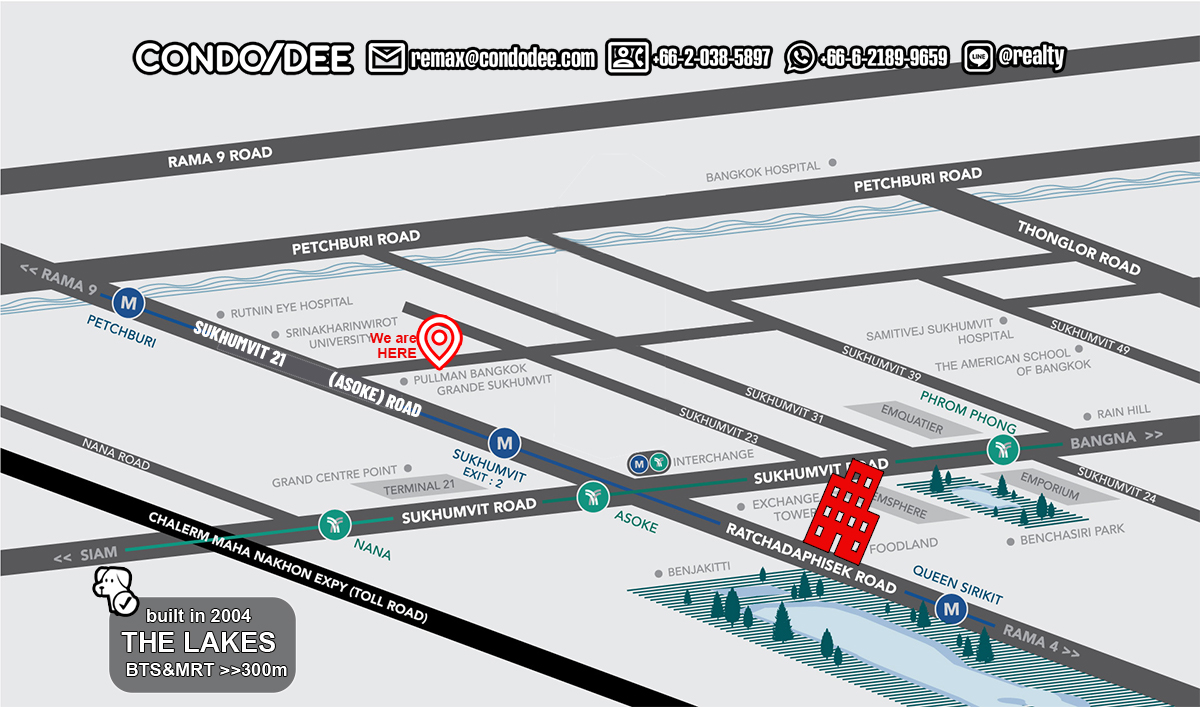 The Lakes Condo Near BTS Asoke and Terminal 21 - Pet-Friendly