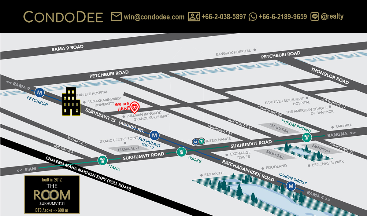The Room Sukhumvit 21 is a condo for sale in Bangkok near Srinakharinwirot University that was developed by Land & Houses PCL and completed in 2012.