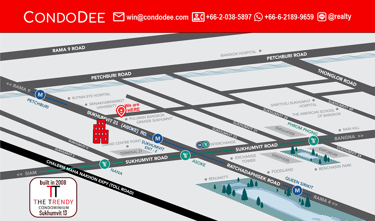 The Trendy Sukhumvit 13 Nana is a condo for sale in Bangkok CBD that was built by Grande Asset Hotel & Properties in 2008.