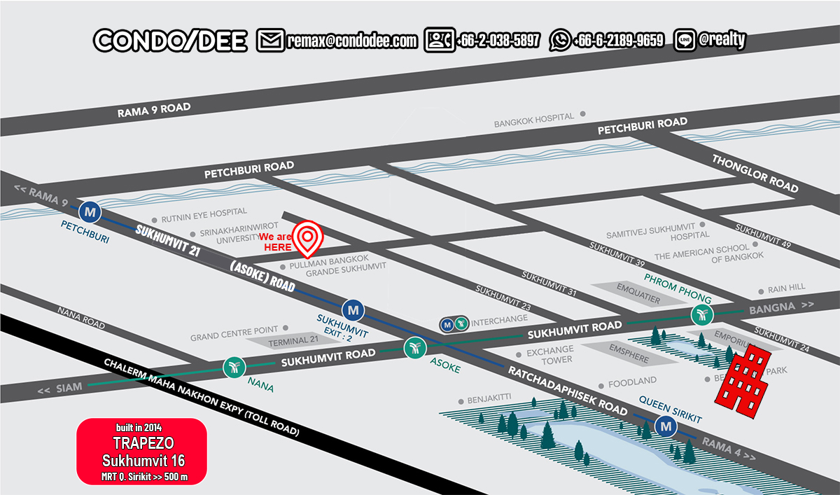 Trapezo Sukhumvit 16 Low-Rise Condominium Near MRT Queen Sirikit