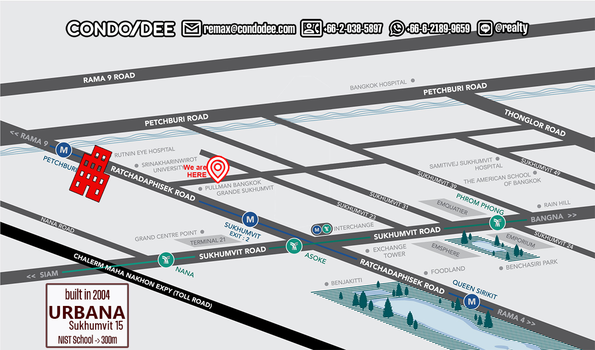 Urbana Sukhumvit 15 Condominium in Asoke Near NIST School and Channel
