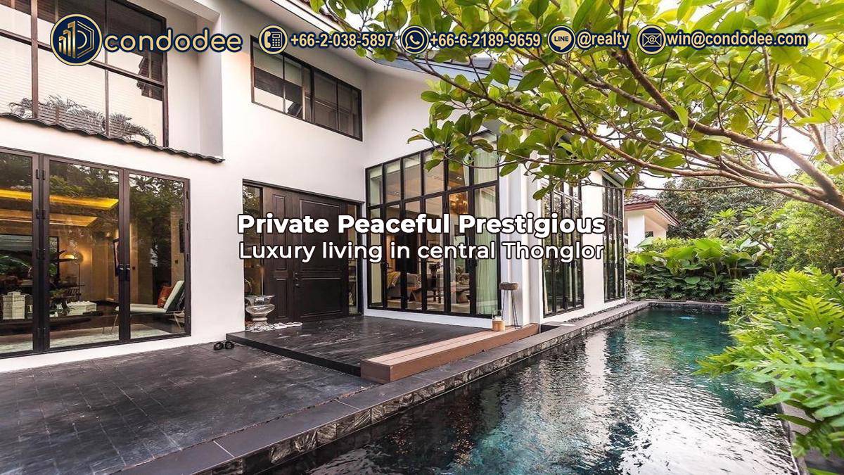 บ้านหรู 4 ห้องนอนสุดพิเศษในทองหล่อ พร้อมสระว่ายน้ำระบบเกลือส่วนตัว