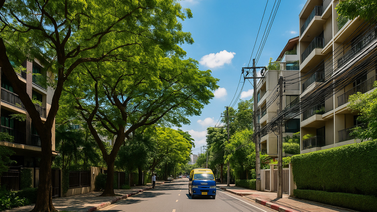 Sukhumvit 61 family-friendly street with school access and quiet living | วิวซอยสุขุมวิท 61 เหมาะกับครอบครัวและใกล้โรงเรียน